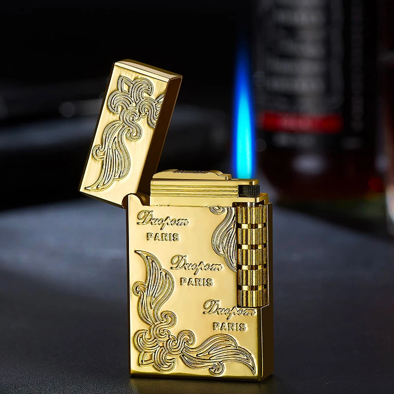

New Windproof Metal Torch Gas Lighter Square Sideslip Ignite Flint Cigarette Business Butane Lighters Jet Smoking Gadget for Men