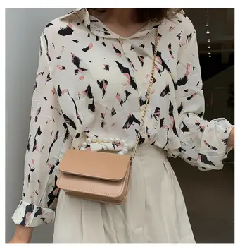 

2019 Newest Hot Womens Boho Chain Pearl Fashion Solid PU Leather Messenger Handbag Shoulder Bag Crossbody Flaps