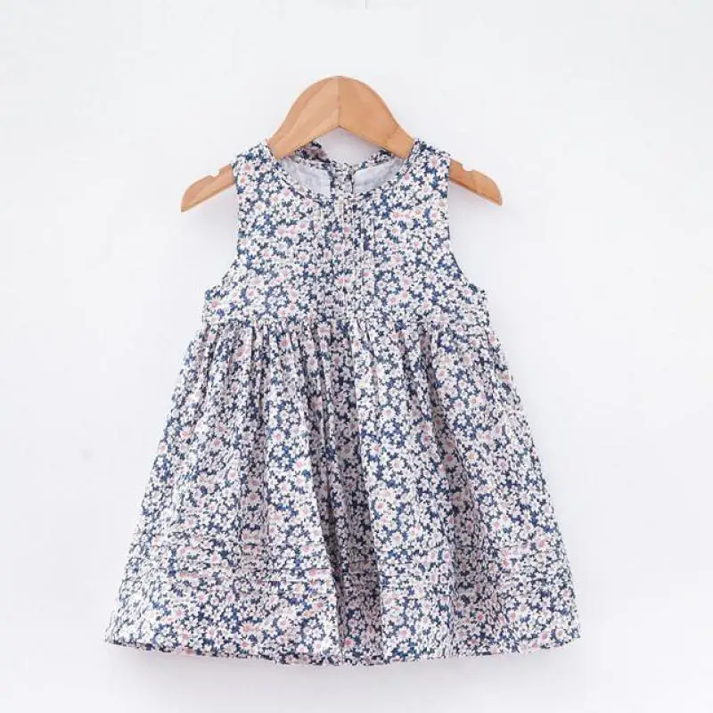

1 Year Kids Dress Cute A-line Flowers Sleeveless Dresses For Baby Girls 1-6 Years Old Baby Girl Dress Flower Print Birthday Wear