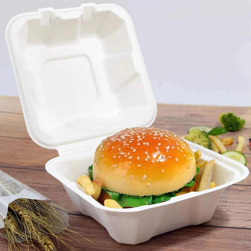 Home Compostable Sugarcane Container Microwavable Meal Take Out