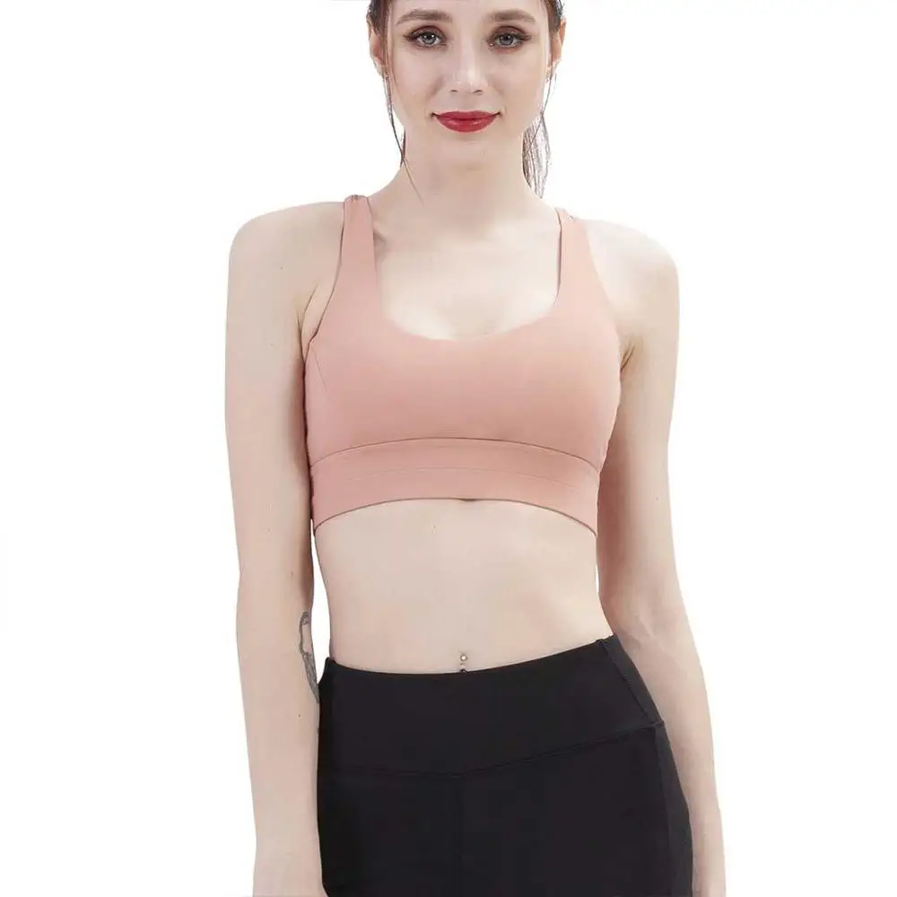 Sports Bra Women Sexy Back Gym Bra Top Adjustable Button Shockproof Sports Crop Top For Running Jogging Yoga Sport Underwear