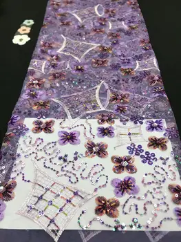 

Latest African Fabrics Flowers High Quality 2020 Nigerian Net Lace Fabric with Sequins Sequence Lace for Women Dresses YYZ8972