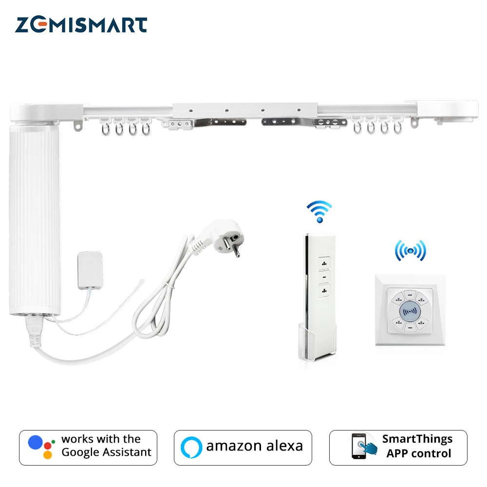 Zemismart Smartthings control Z-wave Моторизованный шаговый мотор с навесной дорожкой и настенным выключателем настраиваемое управление приложением