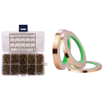 

3 Pcs Aluminum Foil Tape with Conductive Adhesive,3 Sizes & 500Pcs Knurled Threaded Insert Embedment Nuts