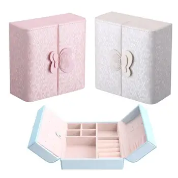 

PU Leather Women Jewelry Box Earring Ring Holder Necklace Storage Organizer Jewelry Display Valentines Gift for Girlfriend