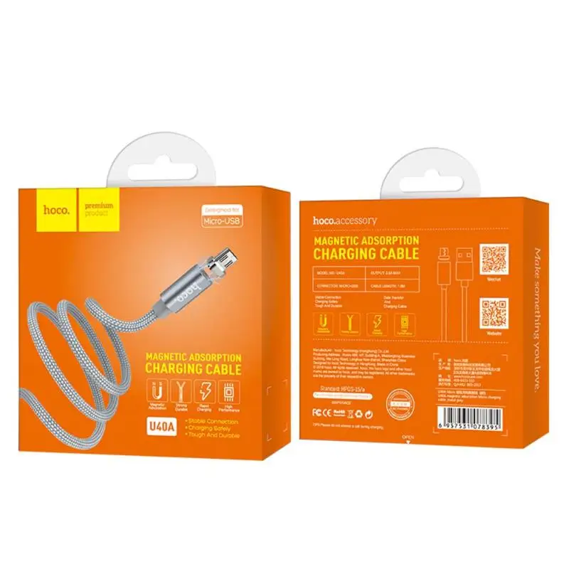 HOCO 1 м Магнитный кабель Micro usb type C для быстрой зарядки и синхронизации данных Кабель Microusb type-C Магнитный зарядный провод для телефона Xiao Android
