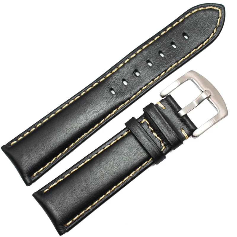 Wholesale Luxurious Black Leather 18 mm Watch Band SCDP040_K0041443 main image 1