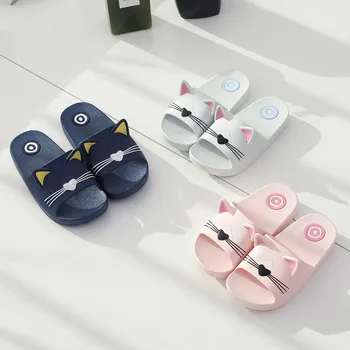 

2019 summer New Cartoon Cat Kids Slippers children Shoes Floor Family Antiskid Soft Baby Boys Girls Home Slippers Beach Sandals