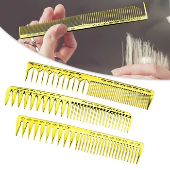 

Hair salon hair stylist professional electroplated gold hairdresser cut comb hollow comb tip tail comb haircut comb