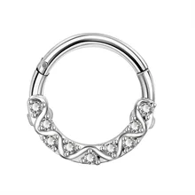 Корпус панк 16 г 316L хирургические стальные шарнирные сегментные кольца CZ с волнообразными линиями Daith серьги обруч перегородка ювелирные изделия для женщин