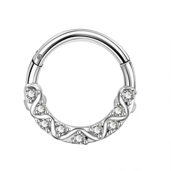 

Body Punk 16G 316L Surgical Steel Hinged Segment Rings CZ Wave Line Daith Earrings Hoop Septum Jewelry for Women