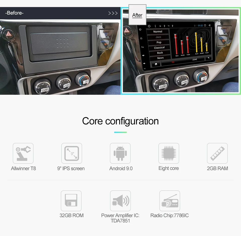 Best uniway  A17KLL9071  android 9.0 car dvd navigation for toyota corolla/auris  2016 2017 car radio stereo head unit navigation 5