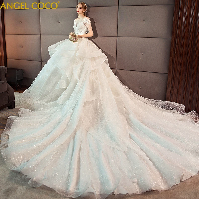 Vestido de Noiva принцесса свадебное платье для кормящих бальное платье с бисером аппликация кружевное подвенечное платье свадебное платье Robe De Mariee