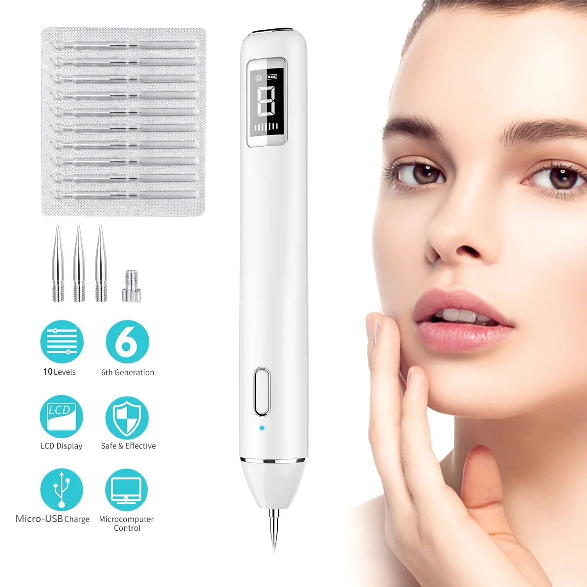 US $27.55 Mole Removal Pen LCD Laser Plasma Pen Machine Wart Remover Mole Tattoo Remover Machine Skin Tag Removal Spot Pore Cleaner Tools