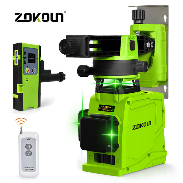 ZOKOUN 3D 12 Lines Green Beam Laser Level Horizontal And Vertical Cross