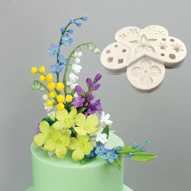 3D Цветочный Лист сочетание силикона помадка шоколадный фильтр плесень Торт Мыло DIY Ручная работа бисквитная глина формочка, инструмент для выпечки
