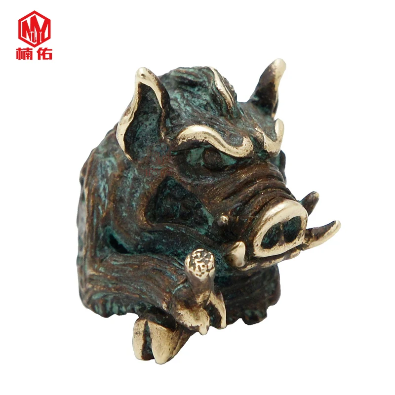 

1PC Wild Boar Monster Retro Brass Bronze EDC Paracord Beads Knife Beads Rope Cord Bracelet Flashlight Beads Lanyard Pendant