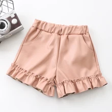Детские короткие штаны; однотонные укороченные штаны с оборками; детская одежда с высокой талией; короткие штаны; шорты для малышей