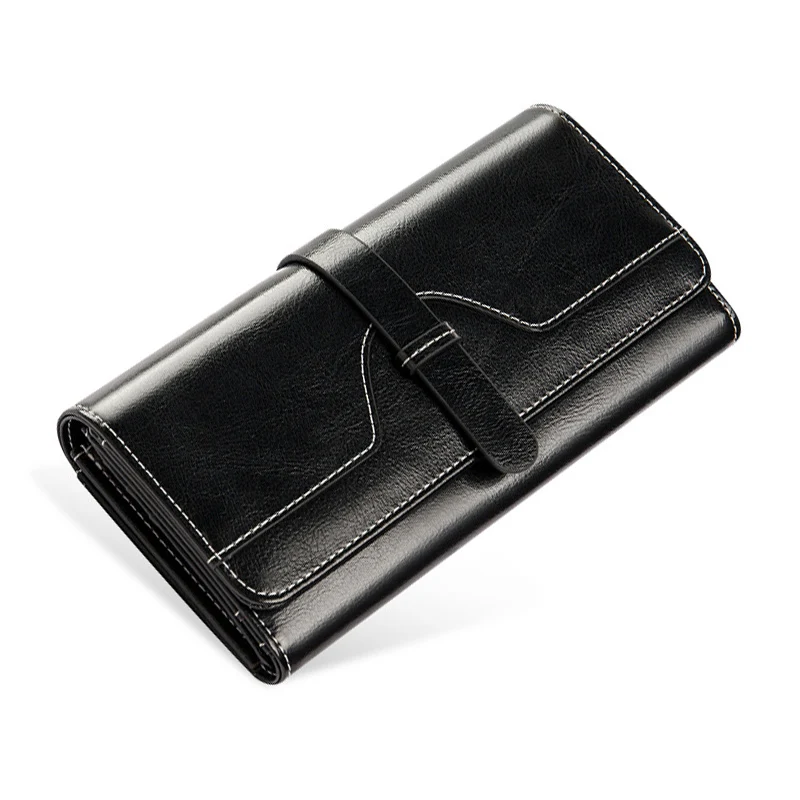 Long Black Модный женский короткий кошелек из натуральной кожи, милые женские Мини-кошельки, брендовый женский кошелек для монет, маленький синий черный кошелек для женщин - Цвет: Long Black