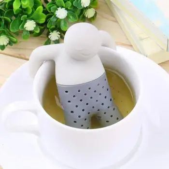 

Silicone Tea Strainer Interesting Life Partner Cute Mister Teapot MR Little Man People Tea Infuser Filter Brewing Making Teapot