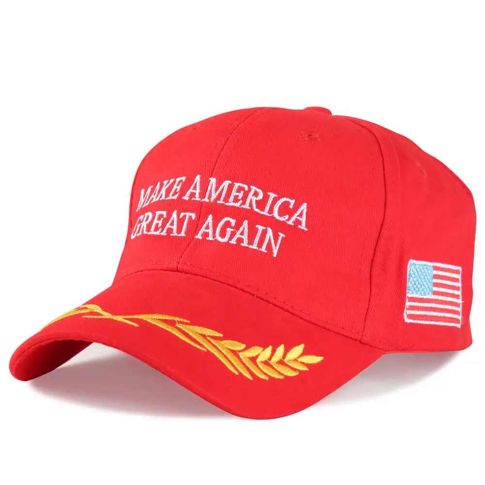 Красный Шапка Make America Great Again, шапка с вышивкой в виде пшеничных шипов, Кепка для мужчин и женщин, хлопковая Регулируемая бейсбольная Кепка Gorras Para Hombre - Цвет: Красный