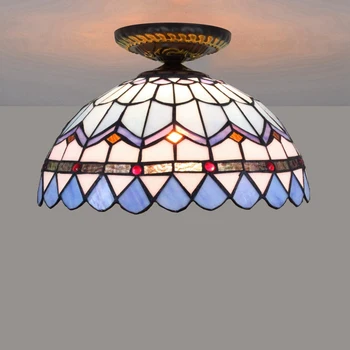 

e27 LED Tiffany Colorzied 30cm Designer Round Lamparas De Techo Ceiling Lights.LED Ceiling Light.Ceiling Lamp For Foyer Bedroom