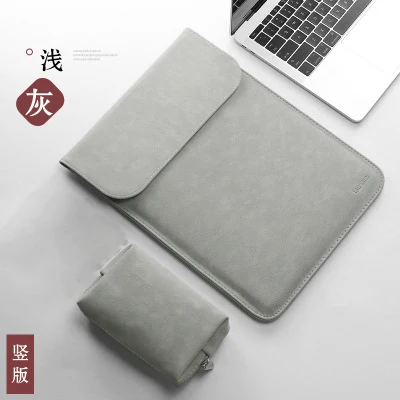 Scrub gray s2 Женский мужской тонкий PU кожаный 11 12 14 15 рукав сумка для ноутбука 15,6 Для Macbook Air 13 чехол для Xiaomi samsung lenovo чехол - Цвет: Scrub gray s2