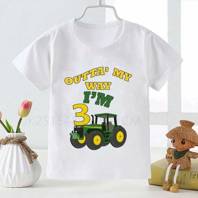 

Boy1-9 Car Birthday Number Print T Shirt Excavator Children Birthday Boy T-shirts Boy&Girl Funny Gift Tshirt Present