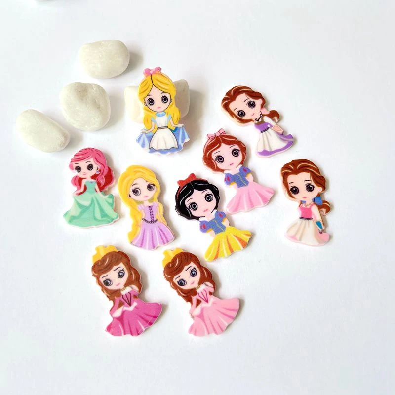 

50Pcs/lots Sweet Pink Princess Set Cartoon DIY Acrylic Ear Studs Accessory BB Clips Decor Making Jewelry Earrings Accessories
