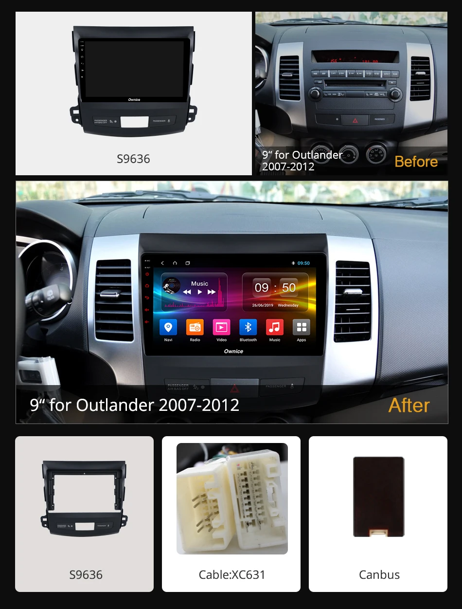 Автомобильный проигрыватель с радио и GPS Navi Ownice DSP Android 9 0 для Mitsubishi Outlander 2007 K3 K5 K6 4G