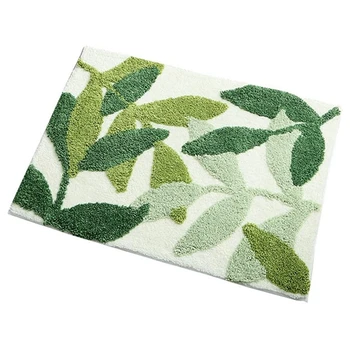 

Leaves Microfiber Strong Water Absorption Bath Rug Tower with Non Slip Back Inside Entryway Door Mat