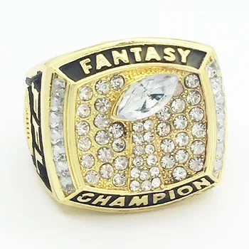 

2017 Fantasy Football Team Ring Men's Ring Punk Rock Hip Hop Cubic Zircon Inlaid Commemorative Jewelry for Sports Fans