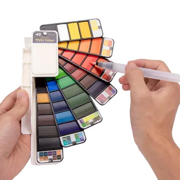 

Superior 18/25/33/42Color Solid Watercolor Set Collapsible Water Color Paint Water Brush Creative Watercolor Pigment For Drawing