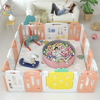 

Happymaty Baby Playpen Indoor Safety Fence Foldable Newborn Toddler Crawling Mat Small Amusement Park Kids Game Fence Barriers