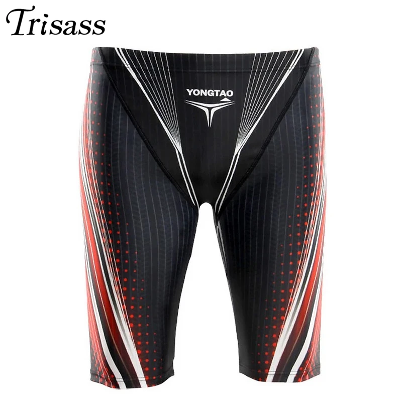 

2021 Trisass Men Professional Swimming Trunks Fifth Pants Men's Swimsuits Hight Waisted Swimwear Plus Size Sportswear Beachwear