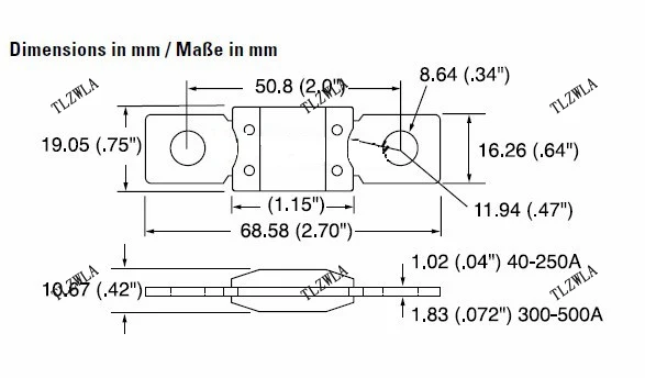 1PCS LITTEL FUSE ANL Car Fuse MEGA Bolt-on Fuse Blow A Fuse Blade Fuse 40A 50A 60A 80A 100A 125A 175A 150A 200A 250A 300A 400A