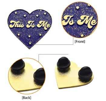 

1.5‘’ heart enamel lapel pin with glitter
