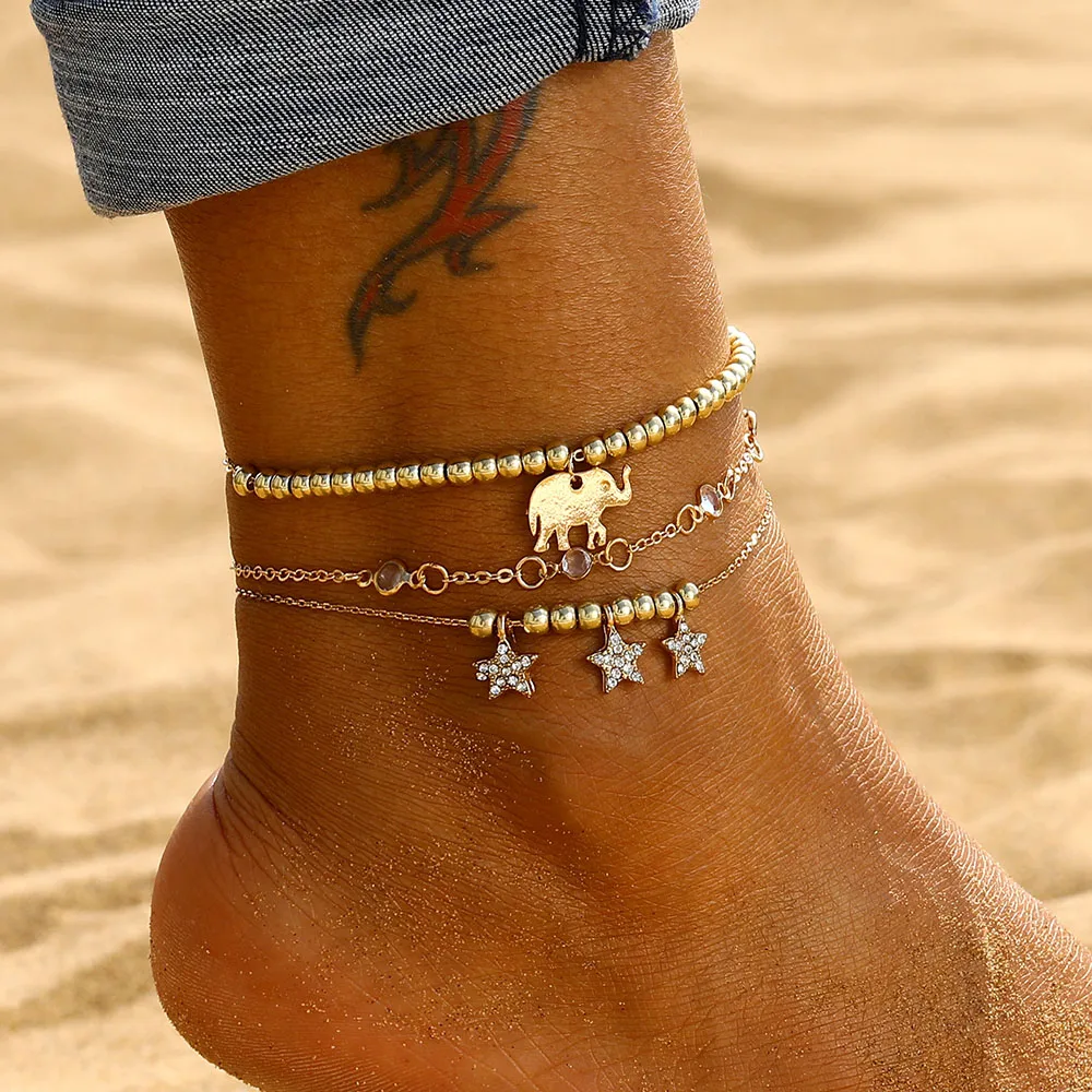 Vintage Ankle Bracelet Elephant Stars Gold Anklets For Women Leg Bracelet Boho Jewelry Beach Accessories Crystal Foot Anklet Vintage Ankle Bracelet Elephant Stars Gold Anklets For Women Leg Bracelet Boho Jewelry Beach Accessories Crystal Foot Anklet