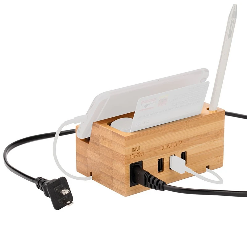 Зарядное устройство из бамбукового дерева с 3 USB портами для iPhone 11 pro X Xiaomi mi 8