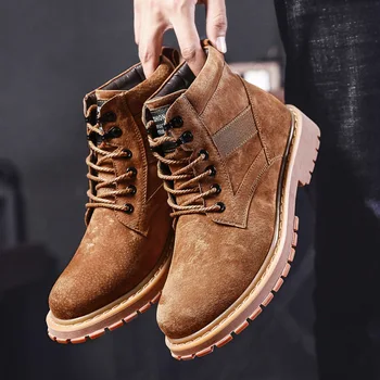 

Martin Boots Male Tide England Joker Genuine Leather Leisure Time Autumn And Winter Boots In Help Work Clothes Boots Desert