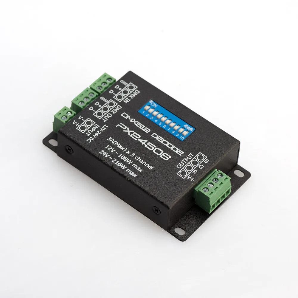 PX24506 DMX 512 декодер драйвер Усилитель RGB управление Лер для Светодиодный свет 12-24 В