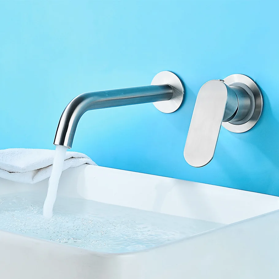 

304 Stainless Steel of Filar Face Basin Faucet Concealed Wall-in Hot And Cold Faucet Set Project Payment MA1009