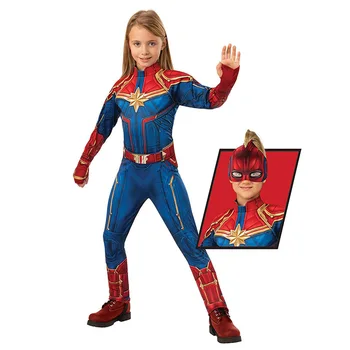 

Girls Captain Marvel Costume Cosplay Superhero Muscle Suit Halloween Costume For Kids Ms Marvel Carol Danvers Dress Up