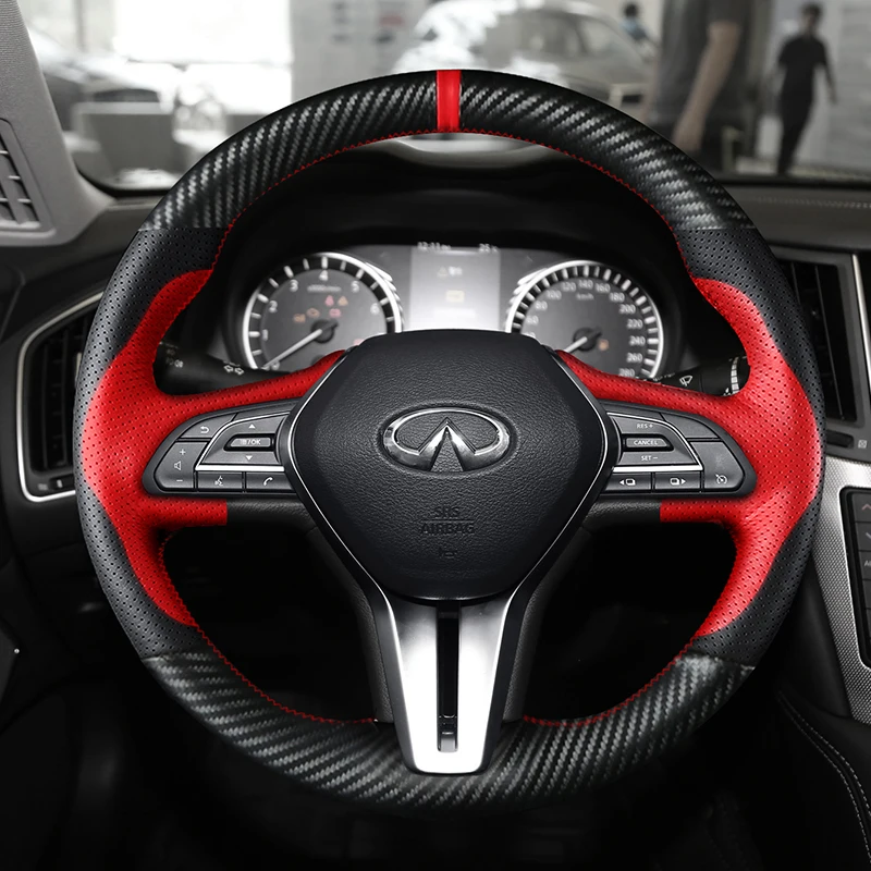 For Infiniti Qx50 Q50l Qx60 Q60 Q50 Qx30 Qx80 Diy Custom Carbon Fiber Leather Steering Wheel