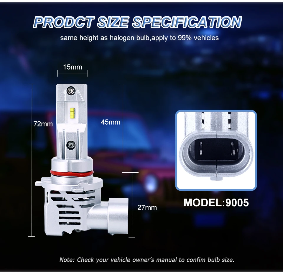 Avacom 2X зэс чип светодиодный H4 H7 фар автомобиля H8 H9 HB3 H11 HB4 9005 9006 Hi/короче спереди и длиннее сзади) луч Вентилятор охлаждения УДАРА светодиодный Авто противотуманных фар 12V автомобили