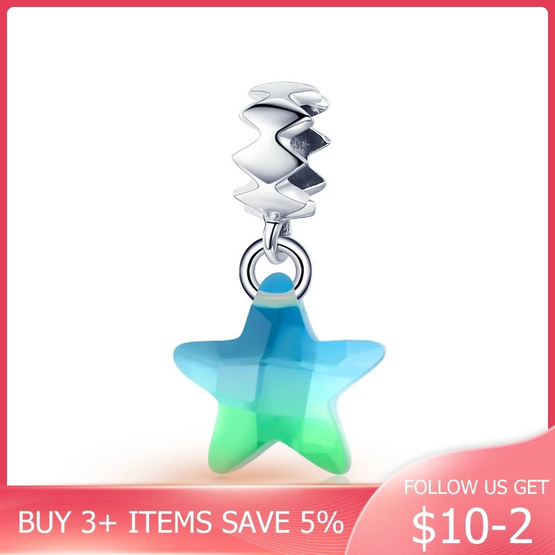 

CodeMonkey 100% 925 Sterling Silver Sparkling Star Transparent Crystal Charms Pendant fit Bracelet Necklaces DIY Jewelry CMC883