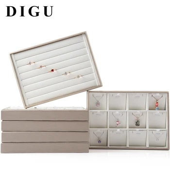

DIGU Woven pattern PU leather look pallet elastic bar display props ring pendant necklace inserts display jewelry tray