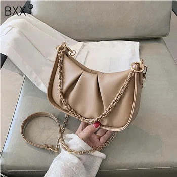 

[BXX] PU Leather Flap Bags For Women 2020 Autumn Winter Shoulder Handbag Female Fashion Chain Travel Cross Body Bag HO597