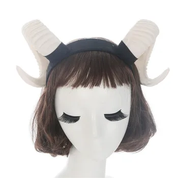 

New Demon Of Evil Horn Cosplay Headdresses Sheep Horns Handmade Gothic Headband Halloween Prop Hairband #j