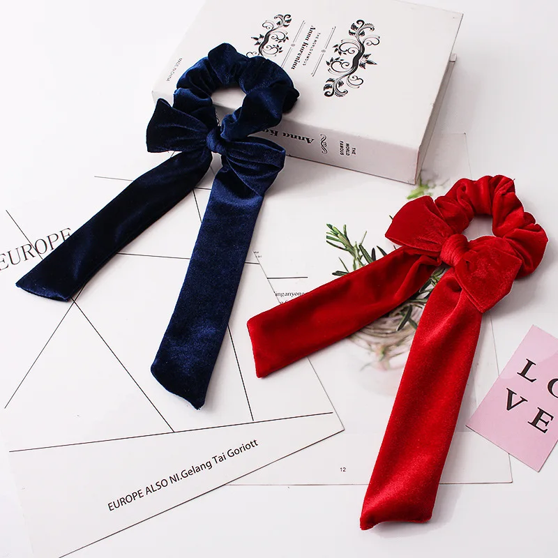 60pc/lot Velvet Scrunchie Women Girls Solid Elastic Hair Rubber Bands Gum For Women Tie Hair Ring Rope Ponytail Holder Accessory